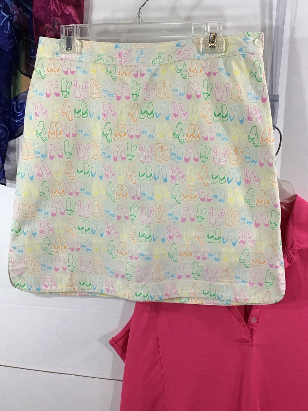 EP Pro Cream Mini Skirt Skort with Pastel flip flop Shoe Print 12